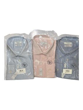 NEW! Camicissima LOT OF 3 Long Sleeve Dress Shirts 18.5 Regular Fit Blue